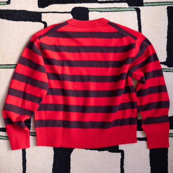 NEW WITHOUT TAGS Artizia Essential Cashmere Relaxed Crew Sweater Red Stripe S - Picture 3 of 5